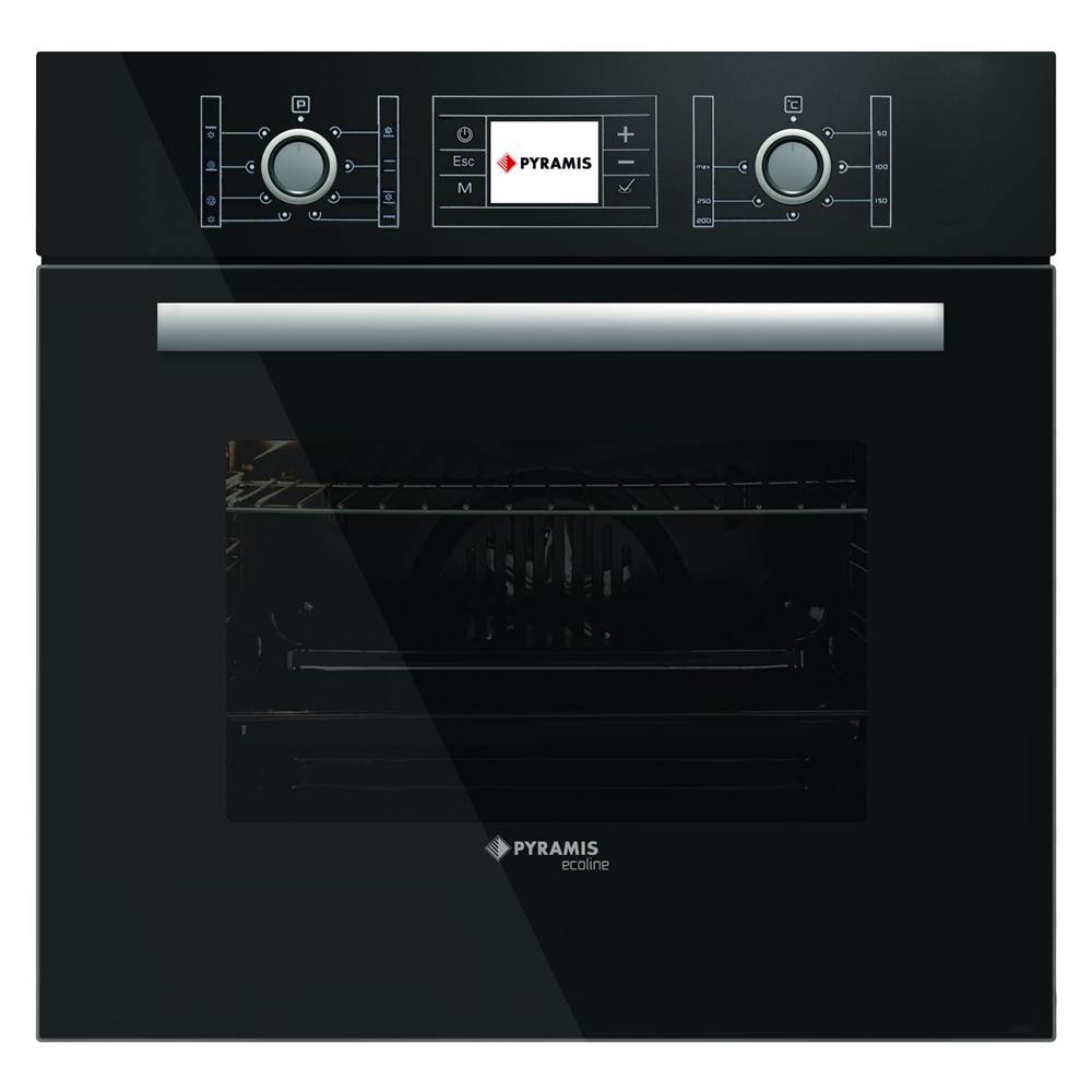 Cuptor electric incorporabil Pyramis 60IN 1012, Grill, Touch, LCD, Clasa A, Sticla neagra