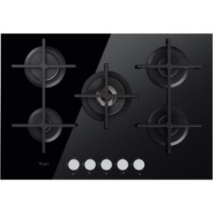 Plita incorporabila Whirlpool GOF 7523TB Cristal, Gaz, 5 Arzatoare, Sticla Neagra