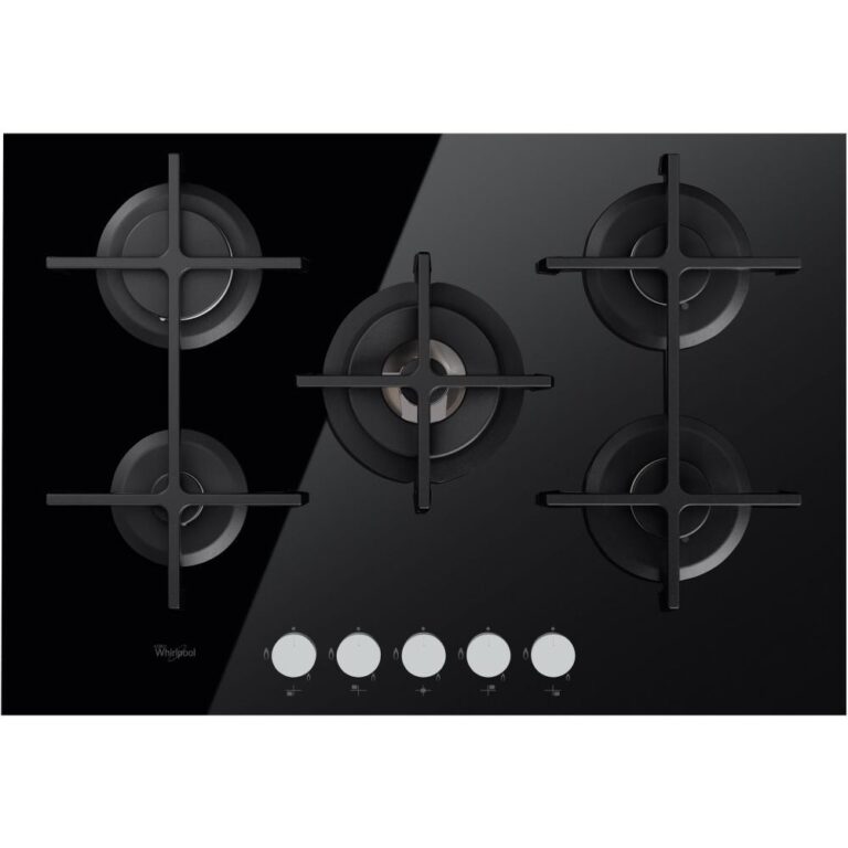 Plita incorporabila Whirlpool GOF 7523TB Cristal, Gaz, 5 Arzatoare, Sticla Neagra