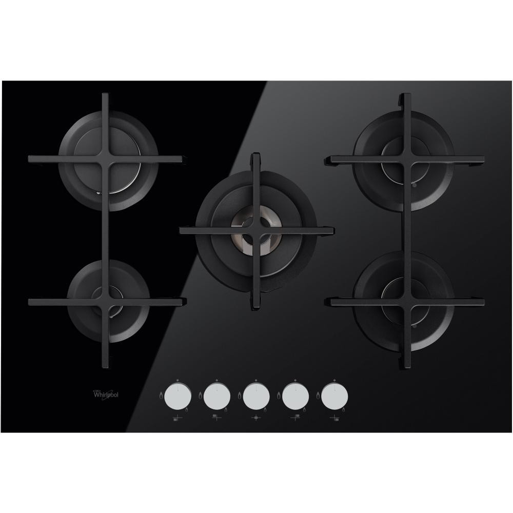 Plita incorporabila Whirlpool GOF 7523TB Cristal, Gaz, 5 Arzatoare, Sticla Neagra