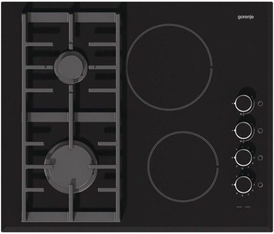 Plita incorporabila Gorenje KC621UUSC, 4 Zone de gatit, 2 zone vitroceramica, 2 arzatoare, 60 cm, Sticla neagra